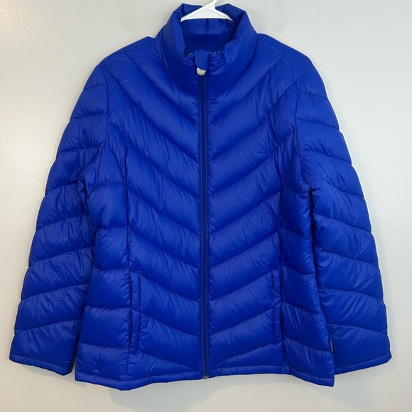 Calvin Klein Packable Lightweight Royal Blue Premium Down Feather Jacket Large - Picture 1 of 12
